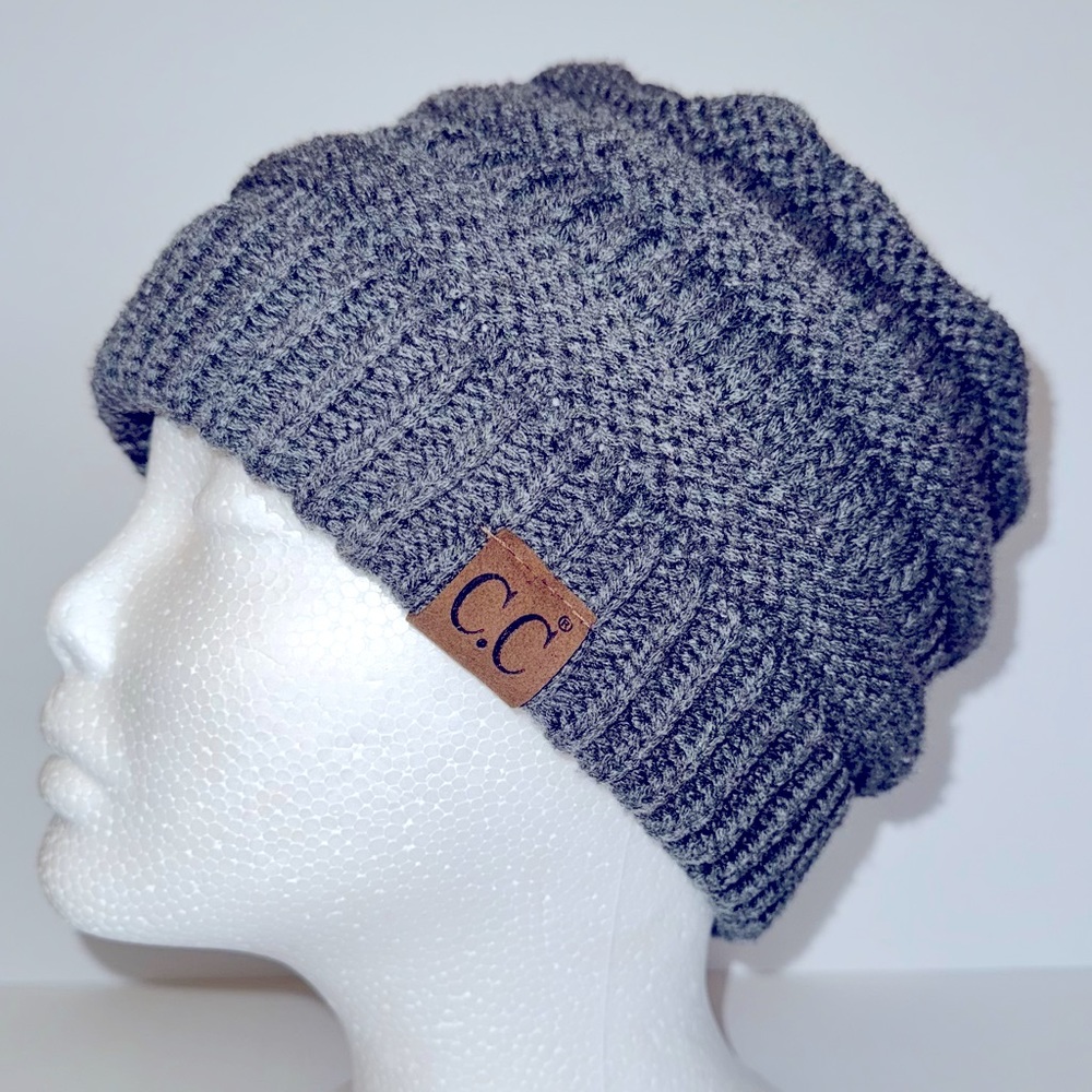 C.C Classic Solid Chunky Cable Knit Beanie Cap, One Sz